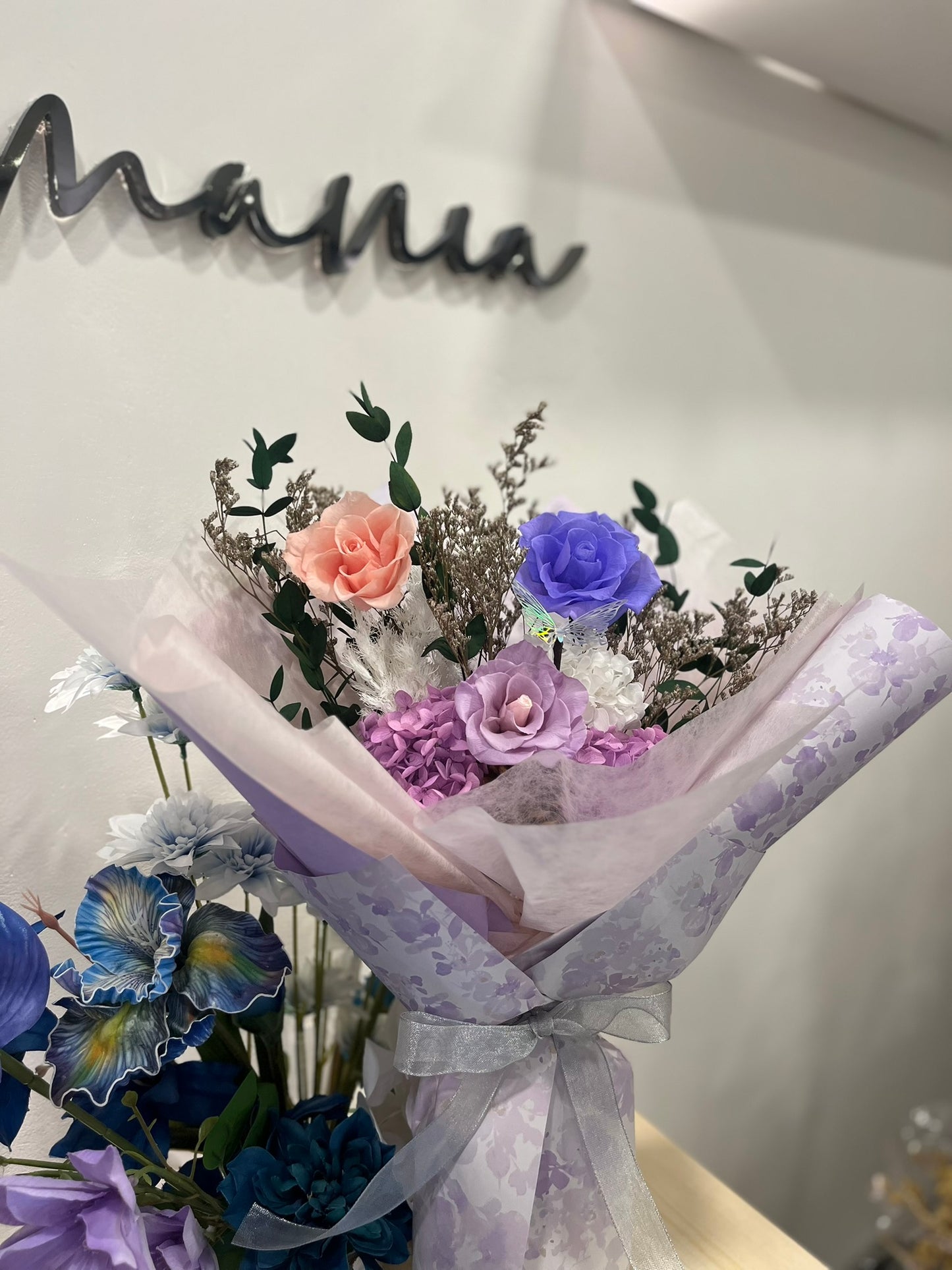 Purple Preserved Roses Bouquet