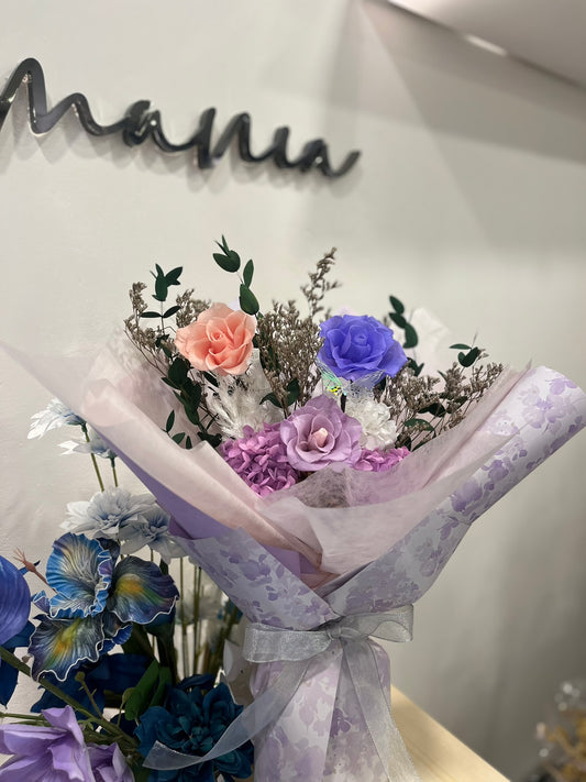 Purple Preserved Roses Bouquet