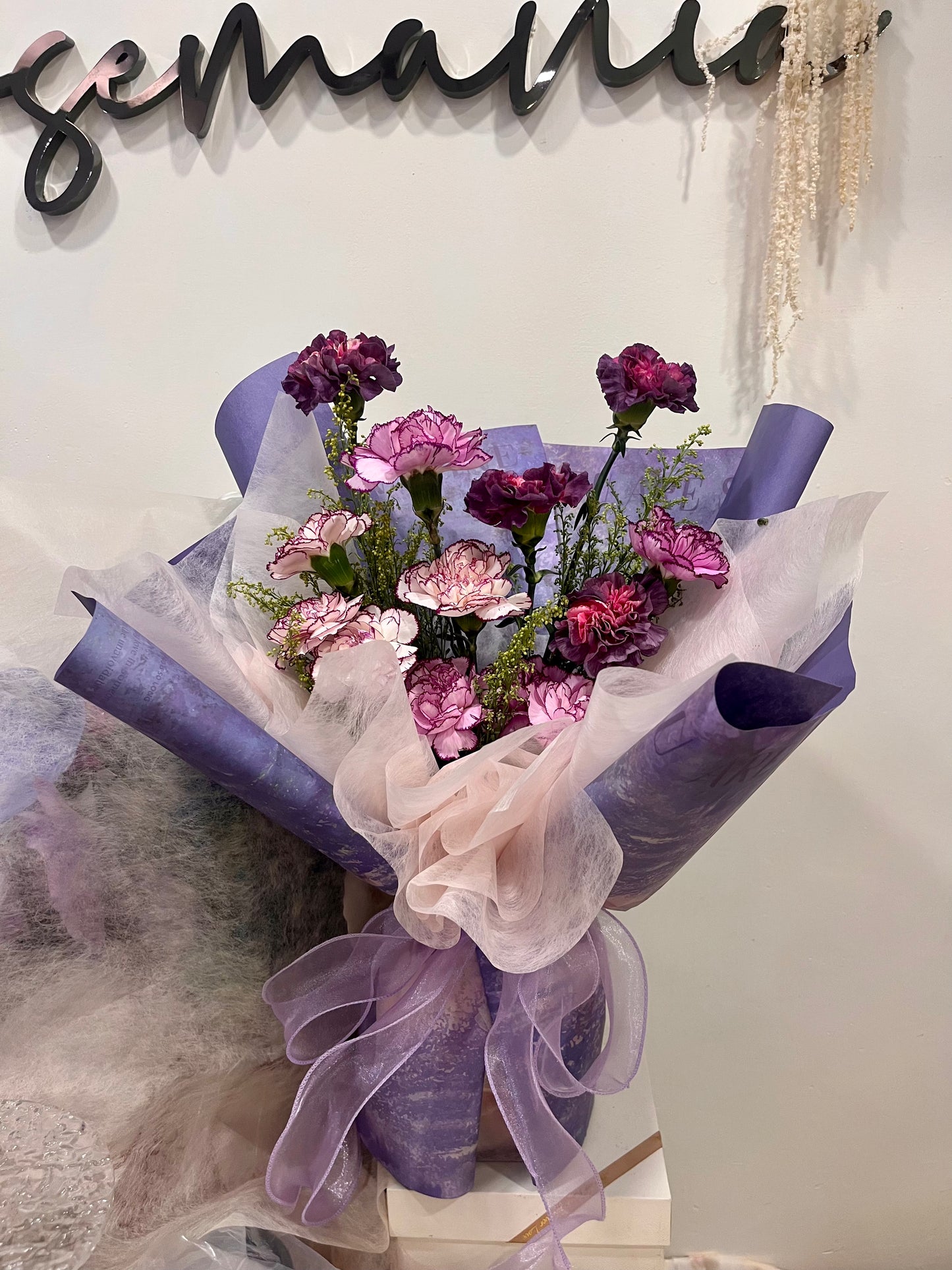 Fresh Purple Carnation Bouquet