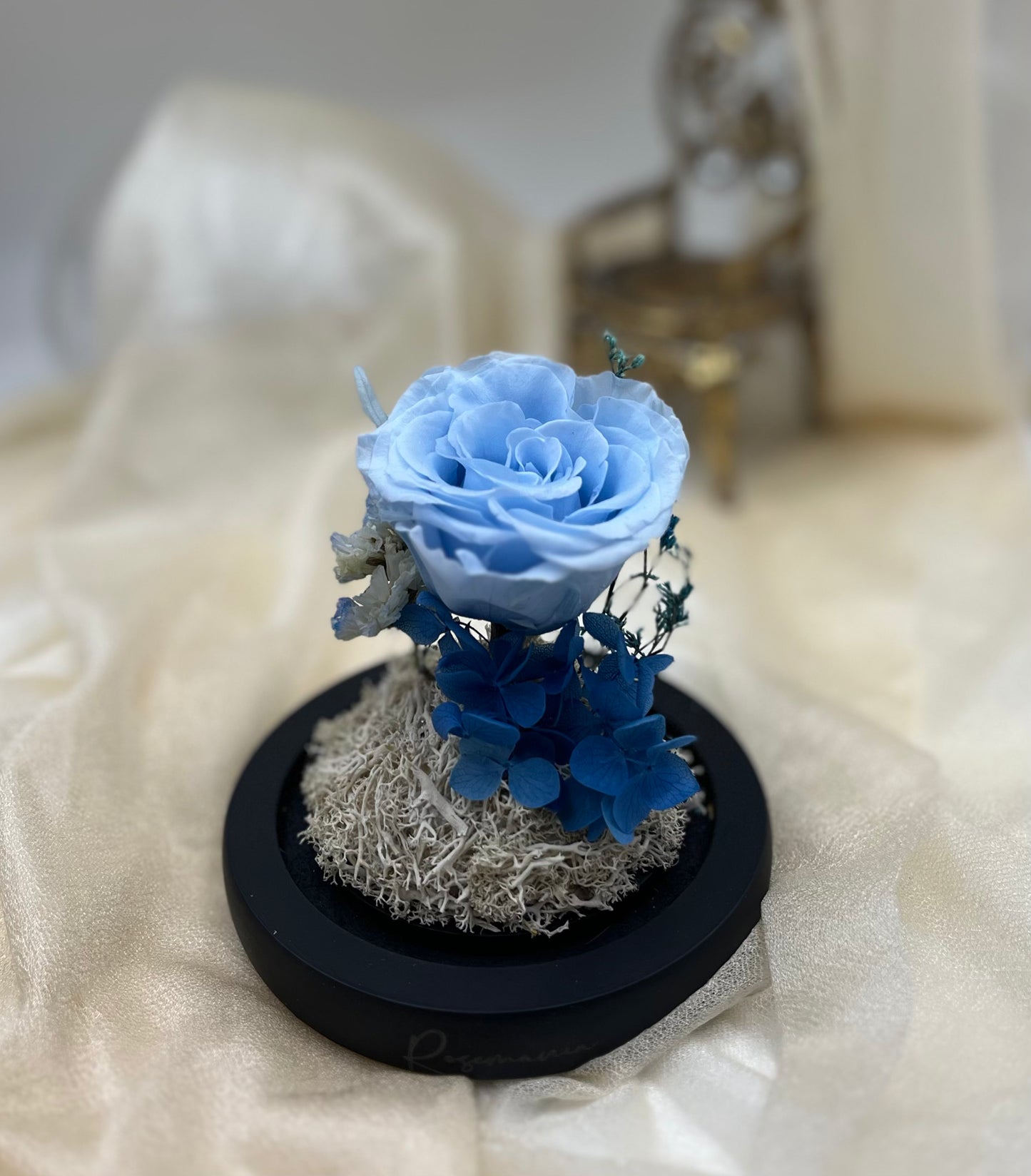 Preserved Blue Rose Glass Dome