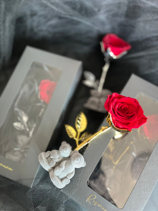 Preserved Rose Bear Decoration