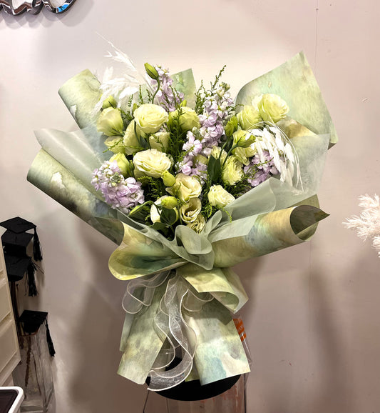 Fresh Eustoma & Garden Stock Bouquet 桔梗紫羅蘭鮮花花束