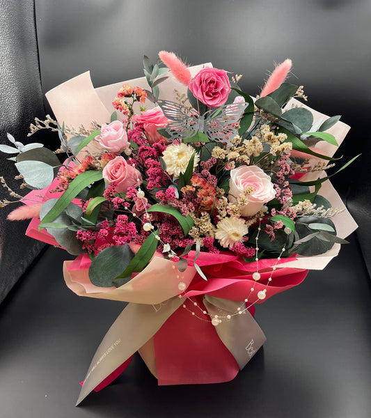 Preserved Bright Pink Roses Bouquet