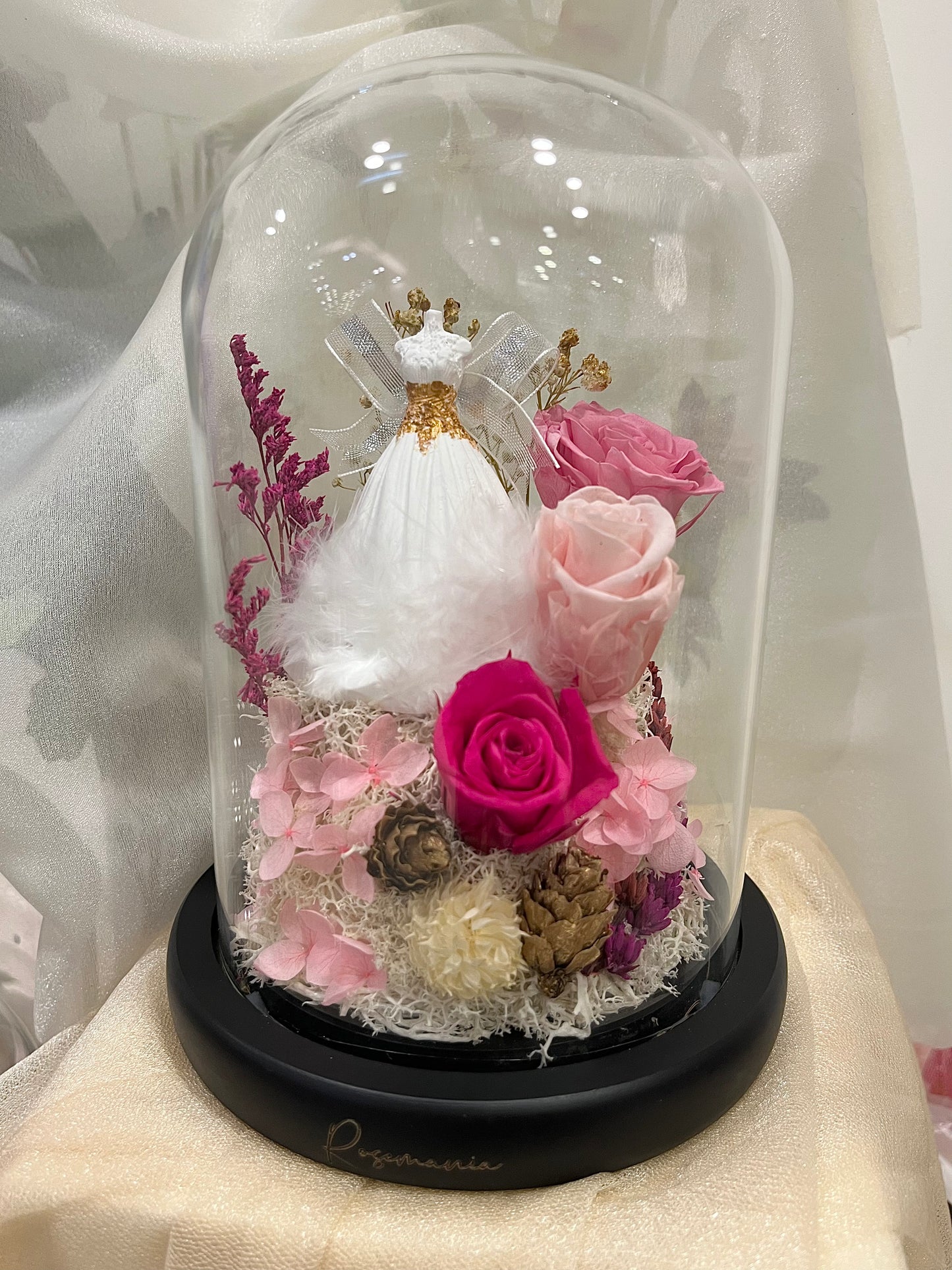 The Bride in Pink - Preserved Flower Dome