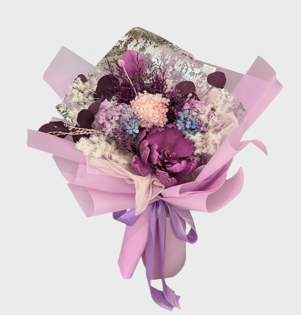 50-55cm Large Preserved Purple Flowers Bouquet