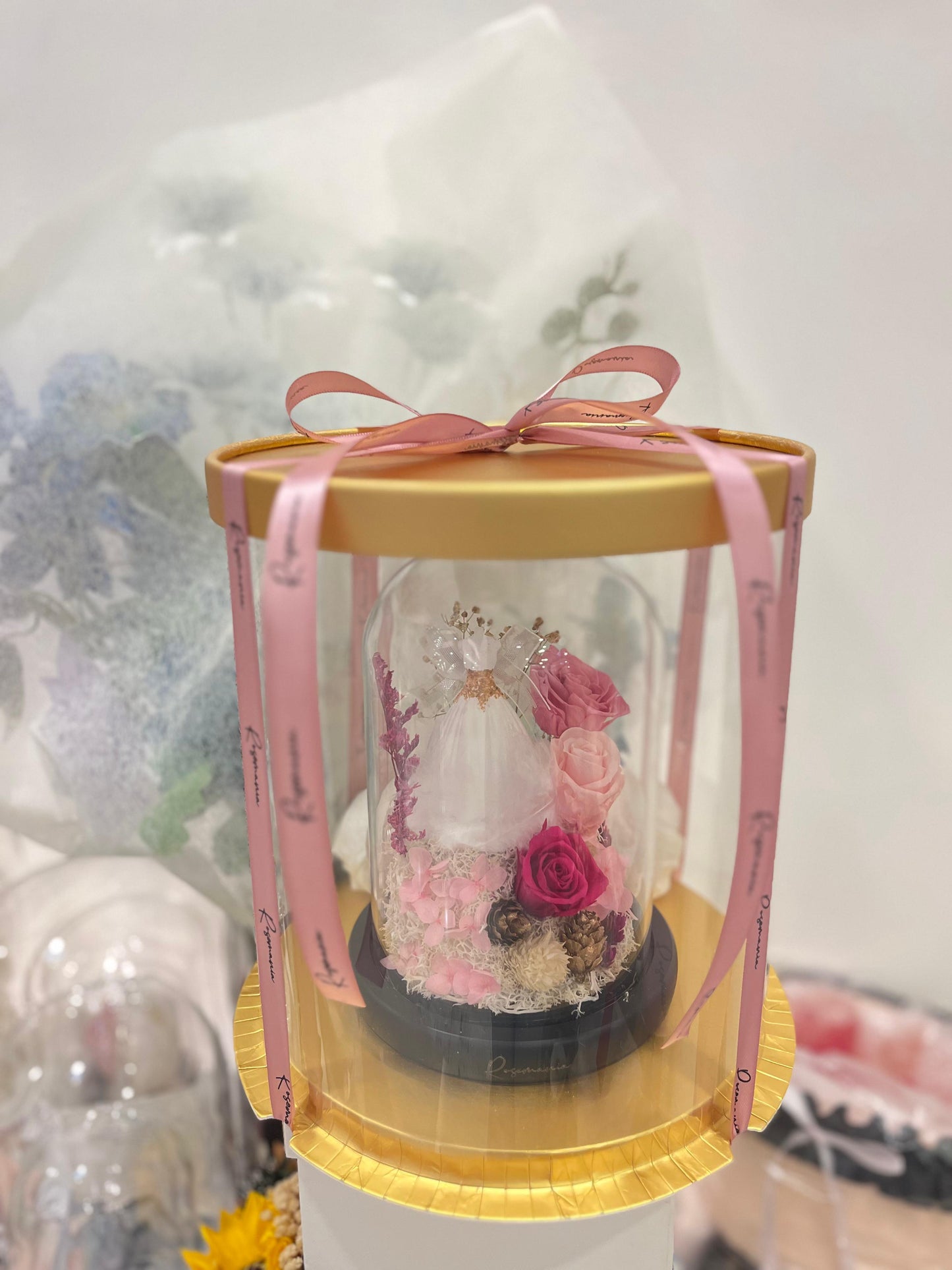 The Bride in Pink - Preserved Flower Dome